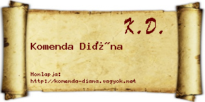 Komenda Diána névjegykártya