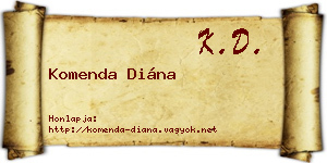Komenda Diána névjegykártya